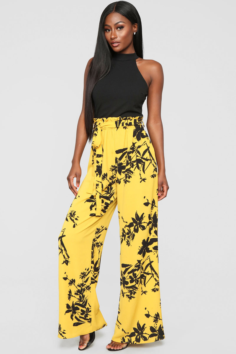 Let It Grow Floral Jumpsuit - Black/Mustard | Fashion Nova, Jumpsuits ...
