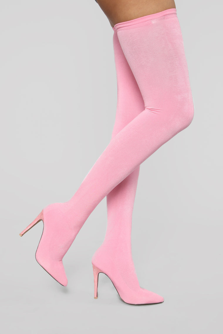Outrageous Heeled Boots - Pink, Shoes 