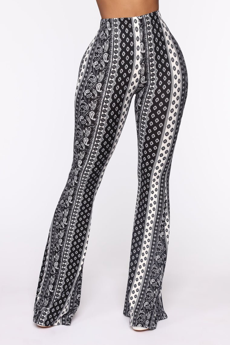 flare pants black and white