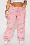 Billie Low Slung Cargo Jeans - Pink