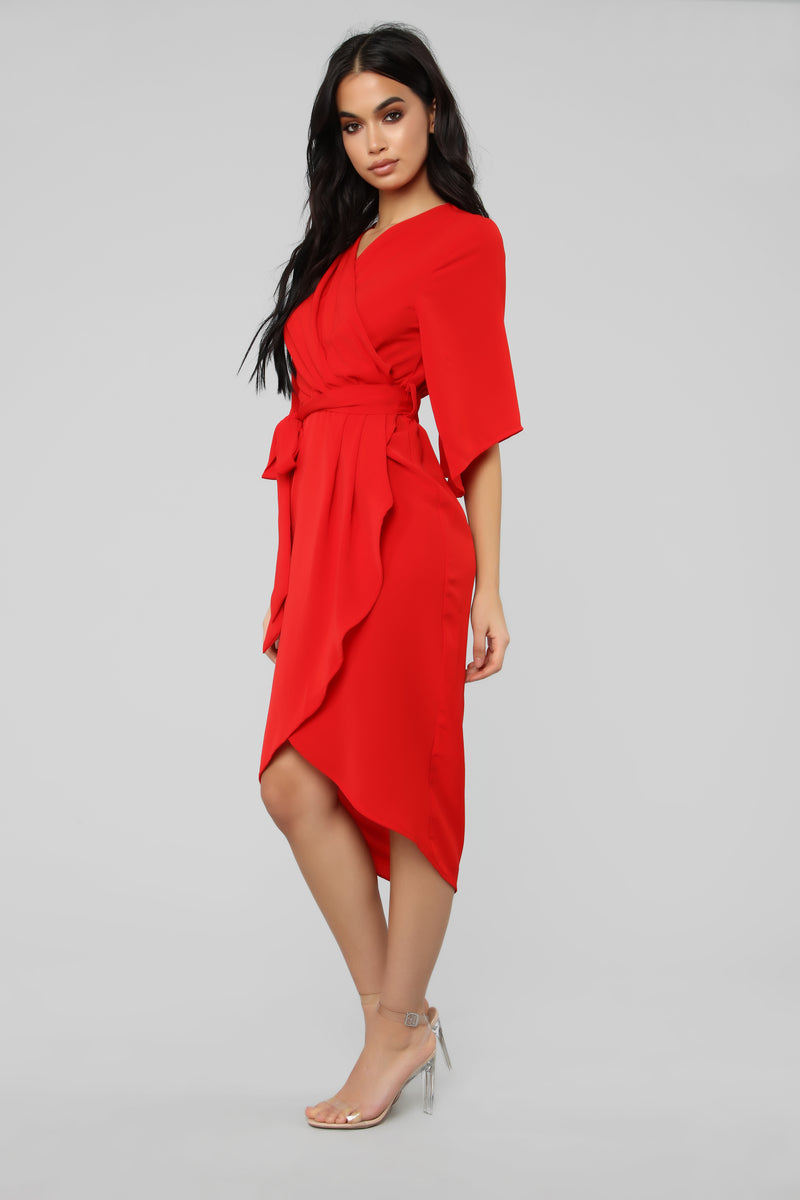 Free Flowing Surplice Dress - Red | Fashion Nova, Dresses | Fashion Nova