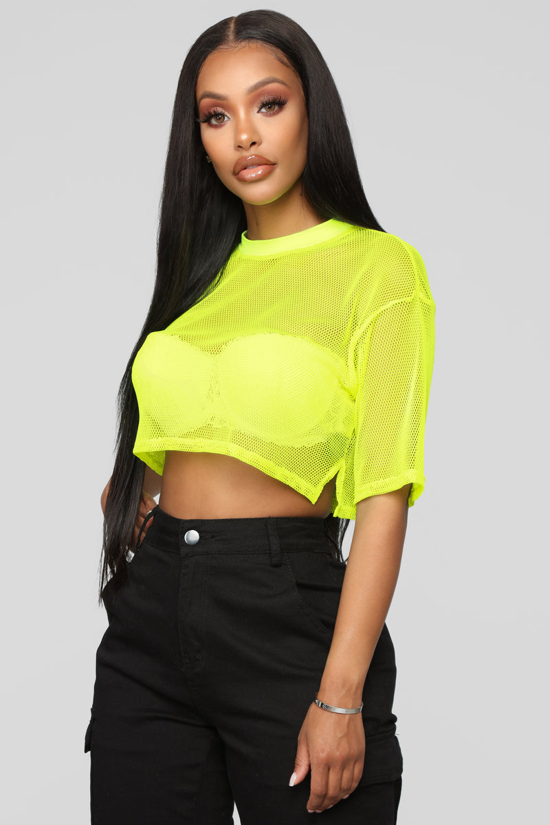 See Right Through Me Fishnet Top - Neon Yellow | Fashion Nova, Knit ...