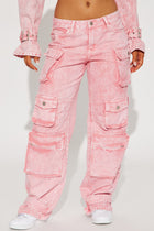 Billie Low Slung Cargo Jeans - Pink