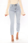 Time Tells Vintage Ankle Jeans - Light Blue Wash