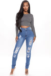 Tempe Distressed Jeans - Medium Blue Wash