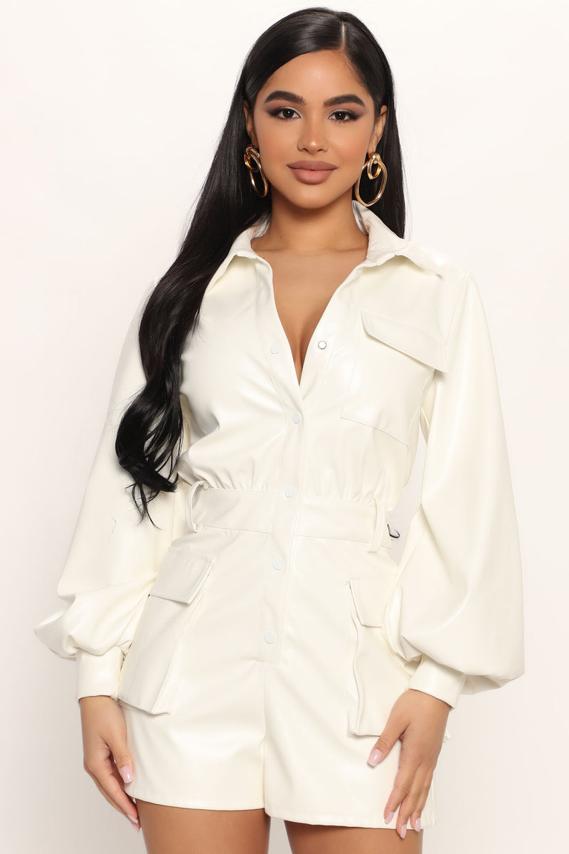 City Dreaming Faux Leather Romper - White | Fashion Nova, Rompers ...