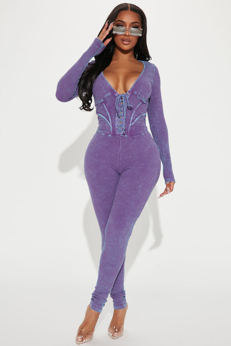 Monica Mineral Wash Rib Jumpsuit - Purple | Fashion Nova, Jumpsuits ...