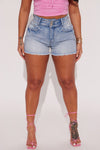 Take It Easy High Stretch Cut Off Denim Shorts - Light Wash