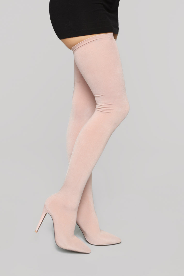 Outrageous Heeled Boots - Nude, Shoes 