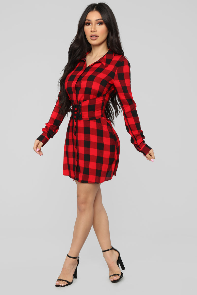 Played My Game Plaid Shirt Dress - Red/Black | Fashion Nova, Dresses ...