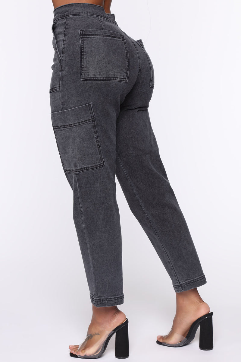 Karma Cargo Jeans - Black | Fashion Nova, Jeans | Fashion Nova