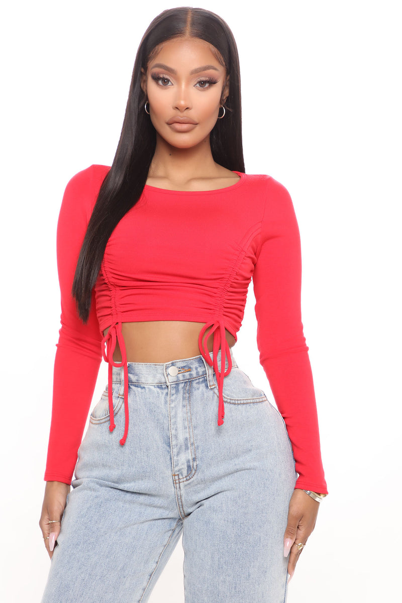 I'm Just Ruching Out Top - Red | Fashion Nova, Knit Tops | Fashion Nova