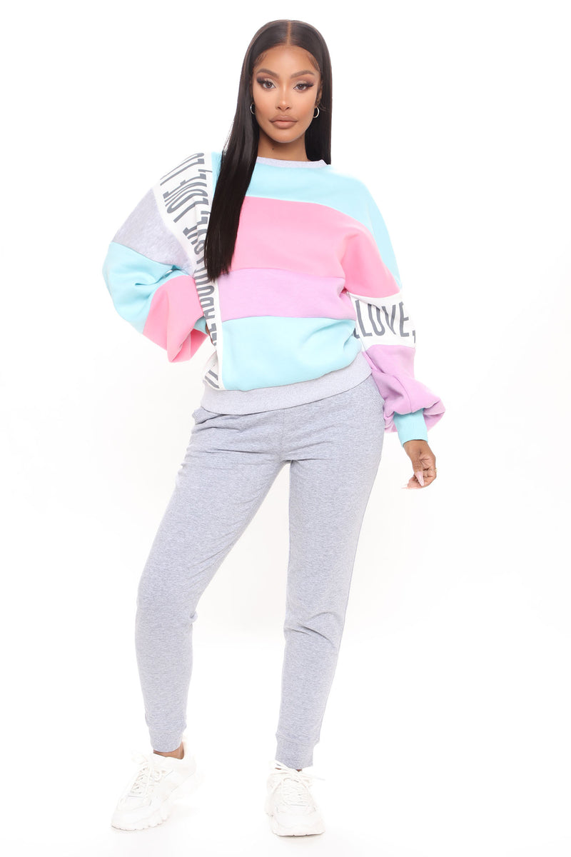 It's All About Love Colorblock Sweatshirt - Blue/combo | Fashion Nova ...