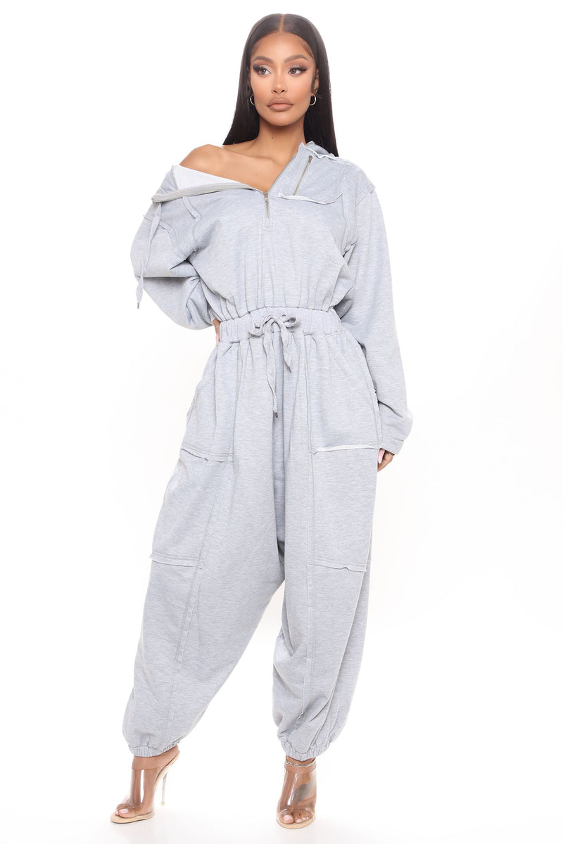 Do Not Disturb Oversized Jumpsuit - Heather Grey | Fashion Nova ...