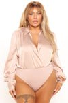 Playing Wicked Games Satin Bodysuit - Taupe