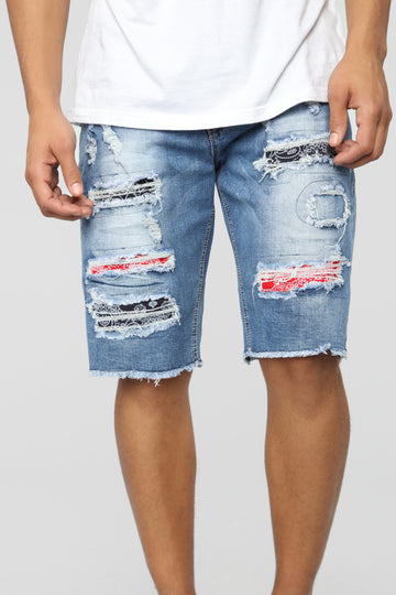 mens frayed jean shorts