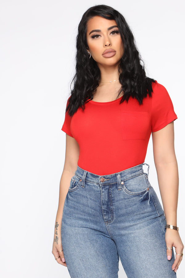 Nicolette Short Sleeve Top - Red – Fashion Nova