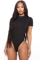 Basic Mock Neck Bodysuit - Black