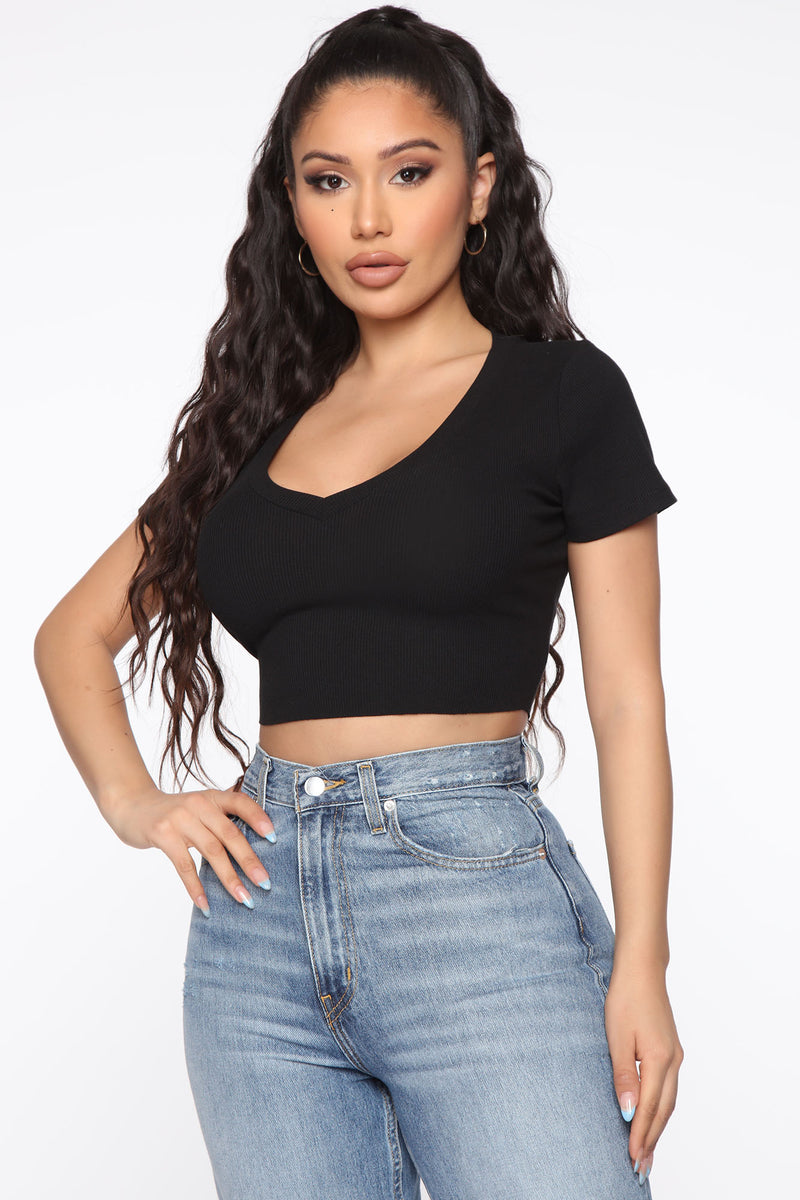 Play It Casual Crop Top - Black | Fashion Nova, Knit Tops | Fashion Nova