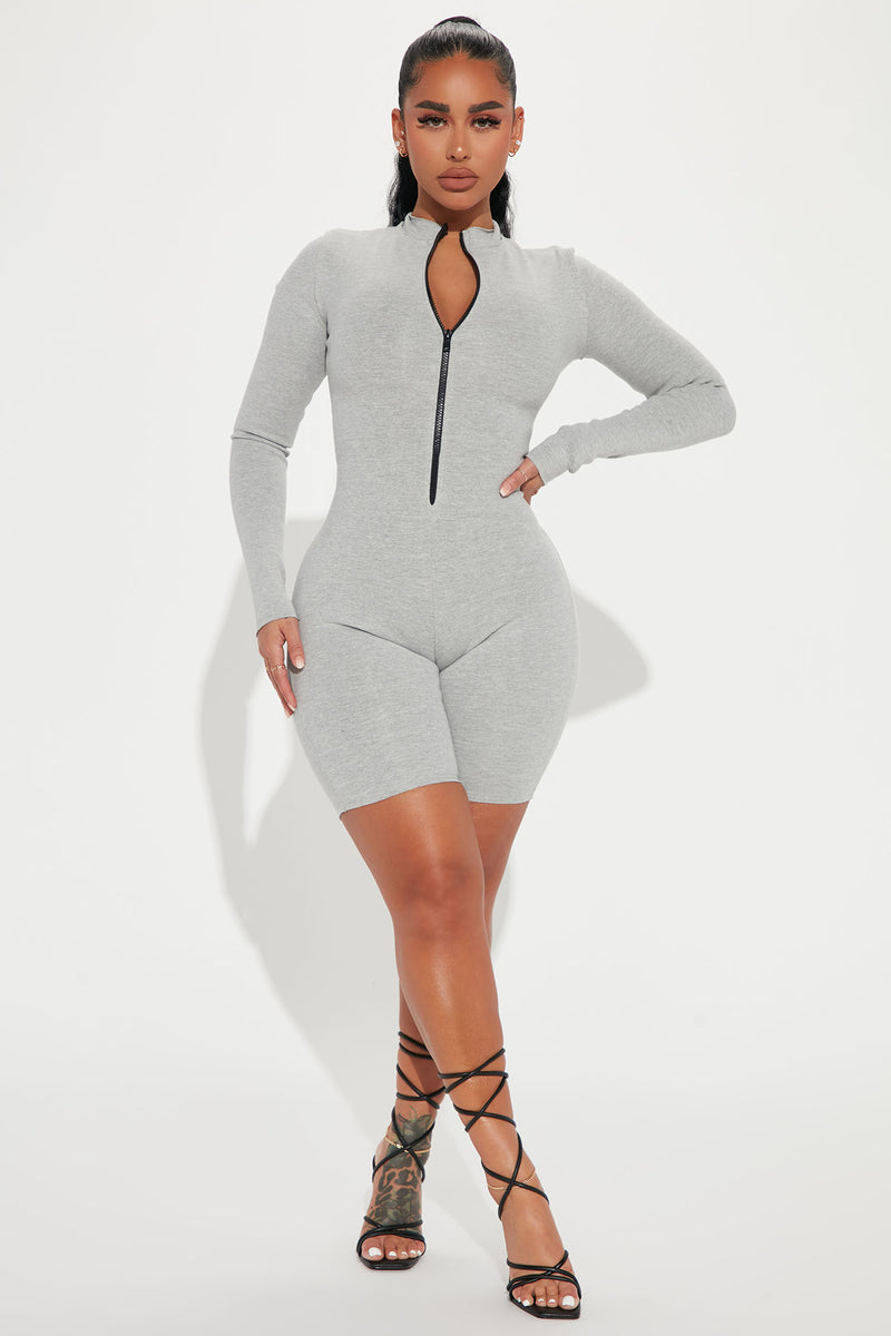 Nevaeh Romper - Heather Grey | Fashion Nova, Rompers | Fashion Nova