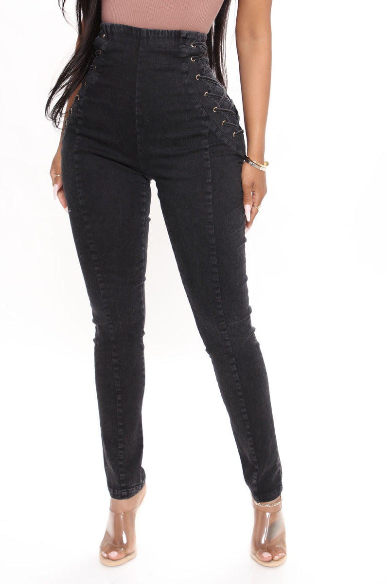 Untamed Love Lace Up Super Stretch Jeans - Black | Fashion Nova, Jeans ...