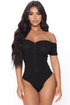 Fool In Love Short Sleeve Bodysuit - Black