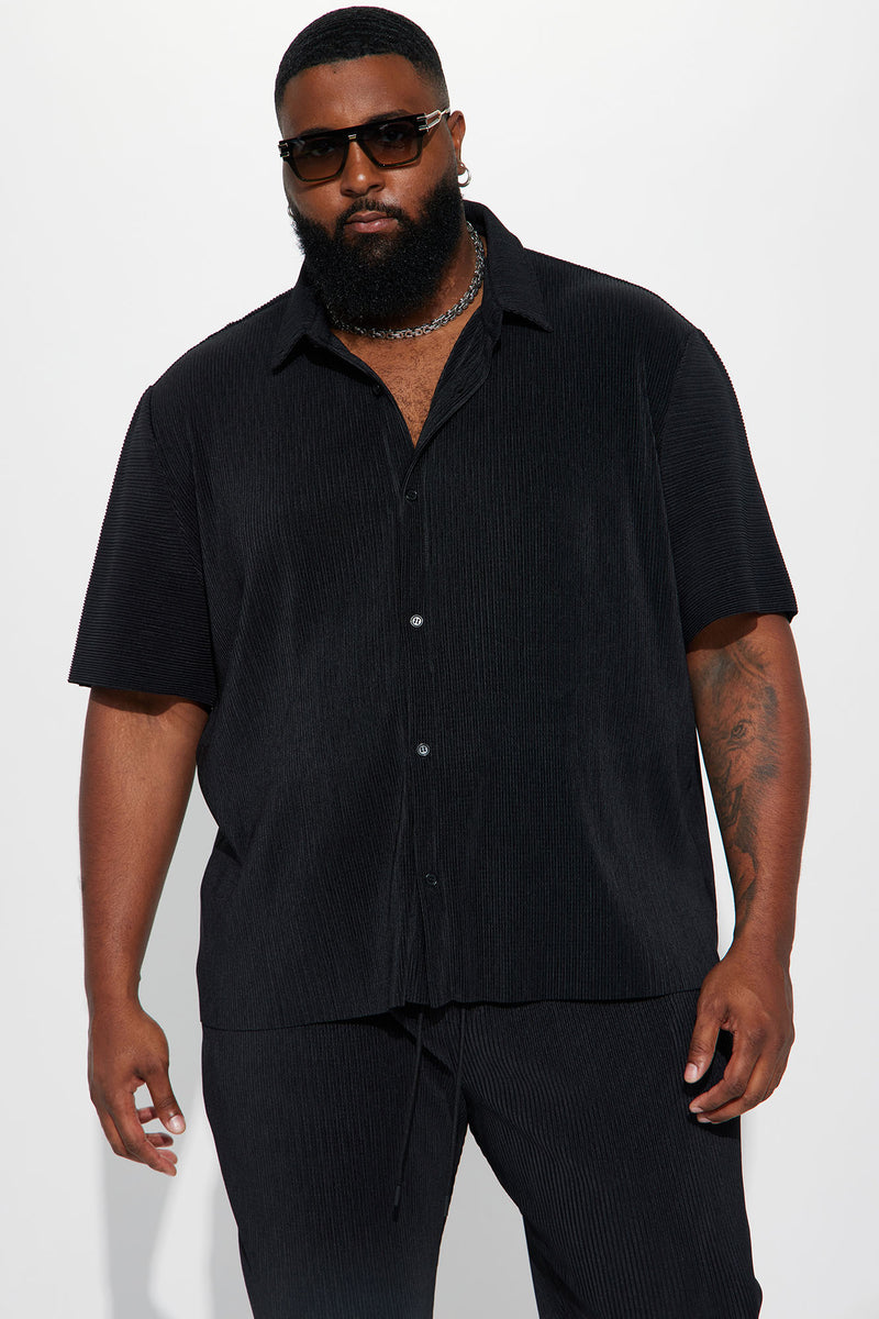 Override Textured Short Sleeve Button Up Shirt - Black | Fashion Nova ...