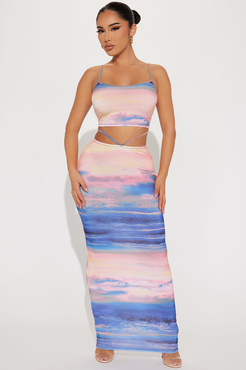 Nikita Maxi Skirt Set - Blue/combo | Fashion Nova, Matching Sets ...