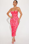 Melina Mesh Midi Dress - Pink/combo