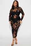 Finale Rose Mesh Maxi Dress - Black