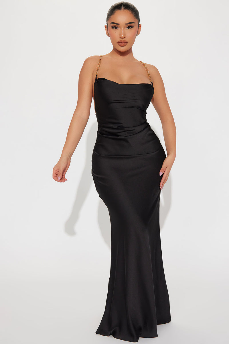 All The Elegance Satin Maxi Dress - Black | Fashion Nova, Dresses ...