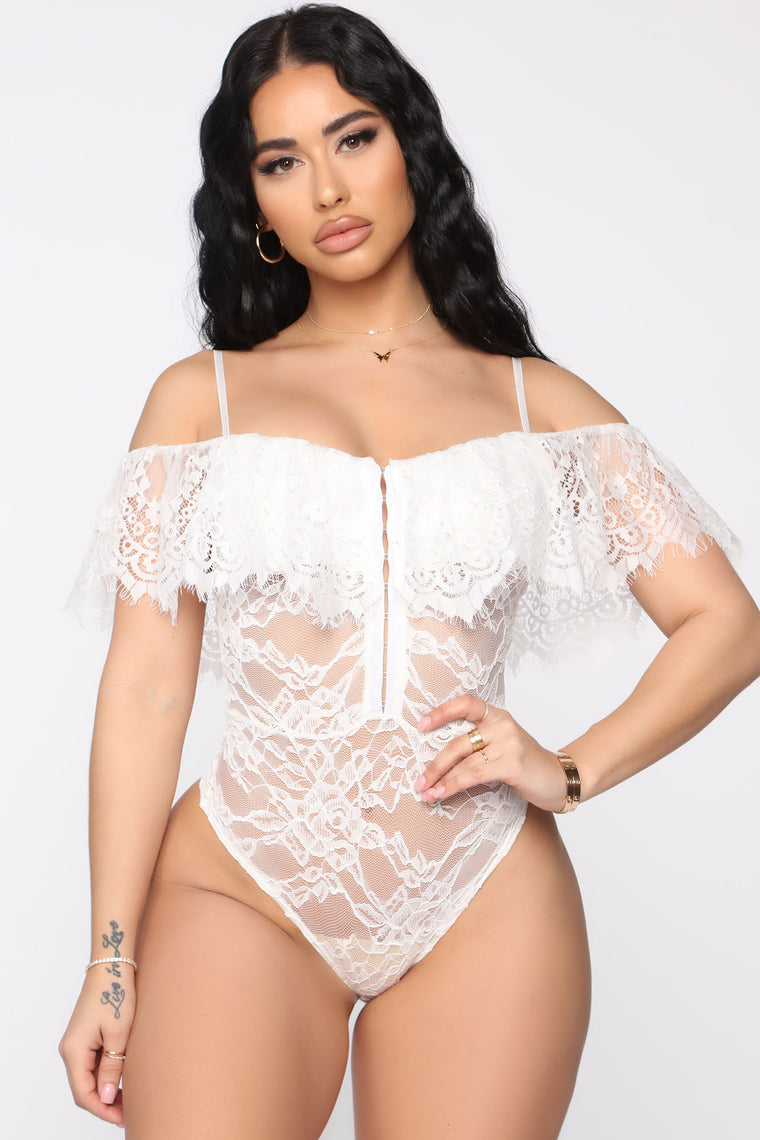 off white lace bodysuit