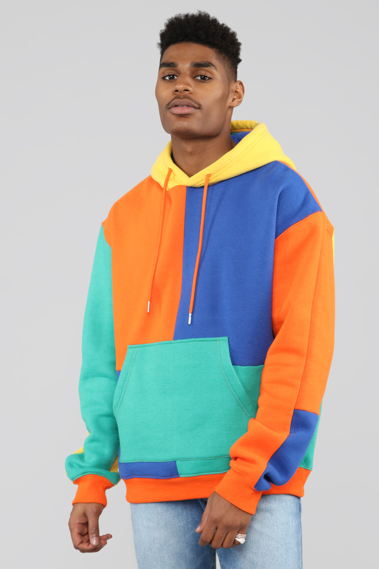 80s color block hoodie