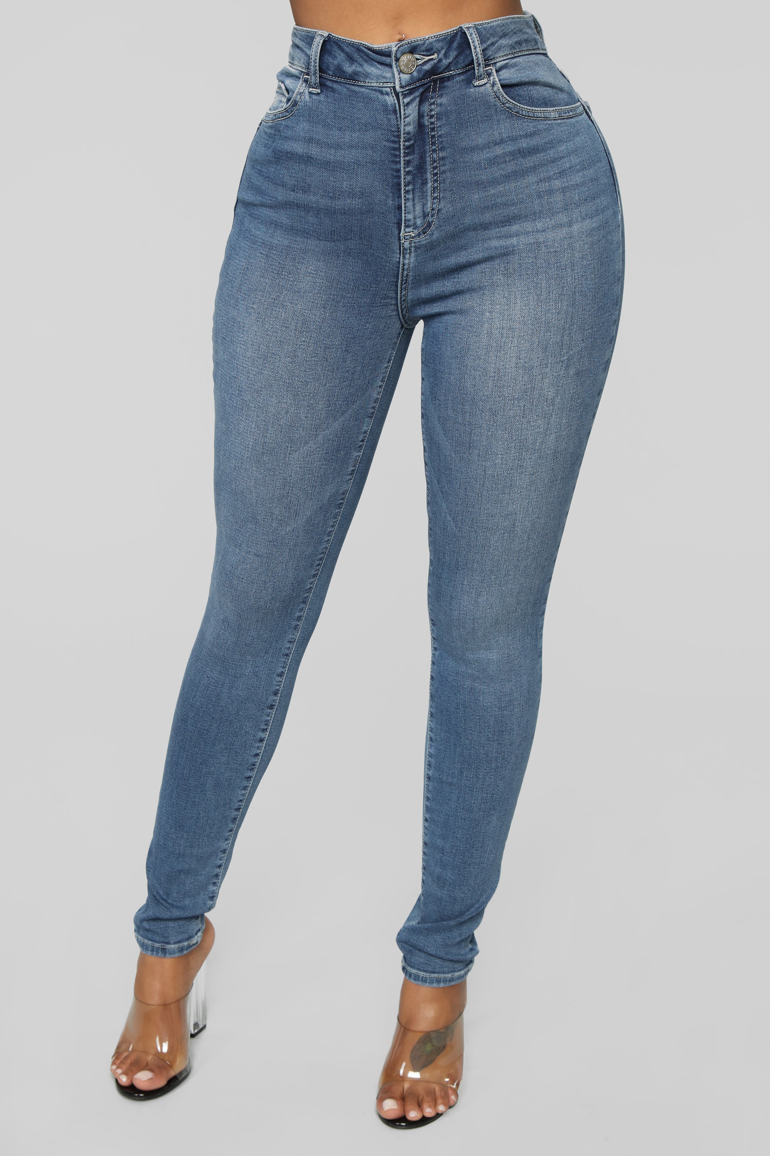 Hustlin' Hard High Rise Skinnies - Medium Blue Wash – Fashion Nova