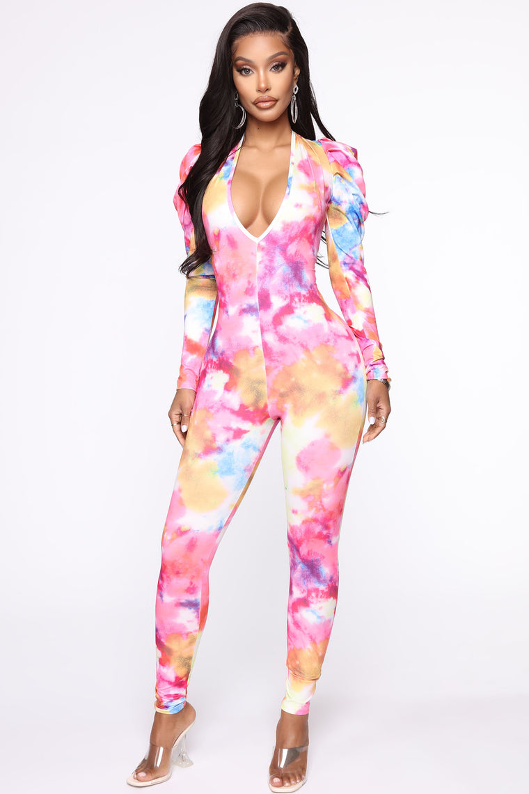 tie dye jumpsuit fashion nova