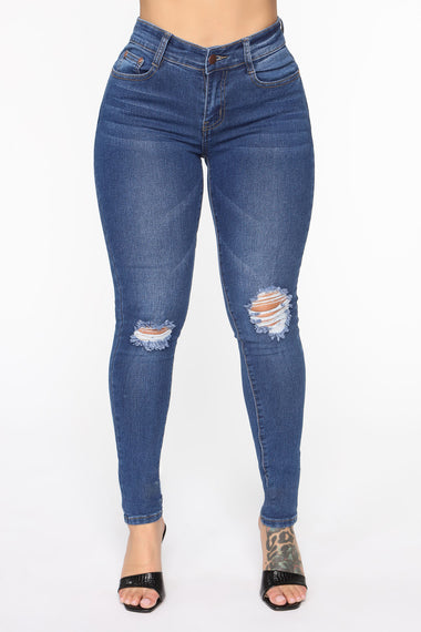 Harmony Distressed Skinny Jeans - Dark Denim – Fashion Nova