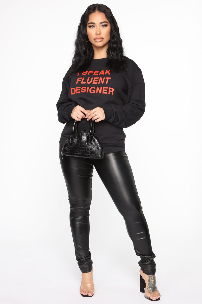 Designer Lingo Sweatshirt - Black/Red, Graphic Tees | Fashion Nova