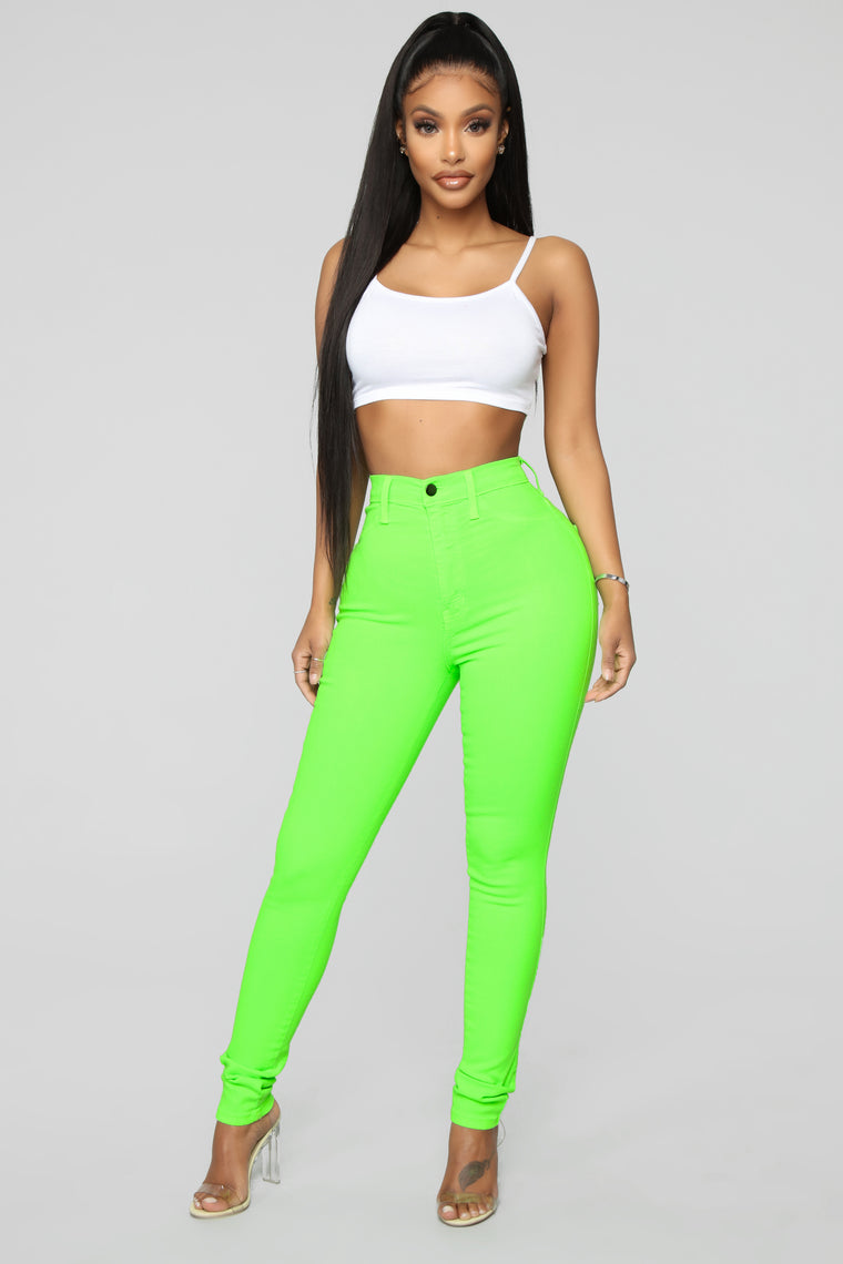 green high waisted jeans