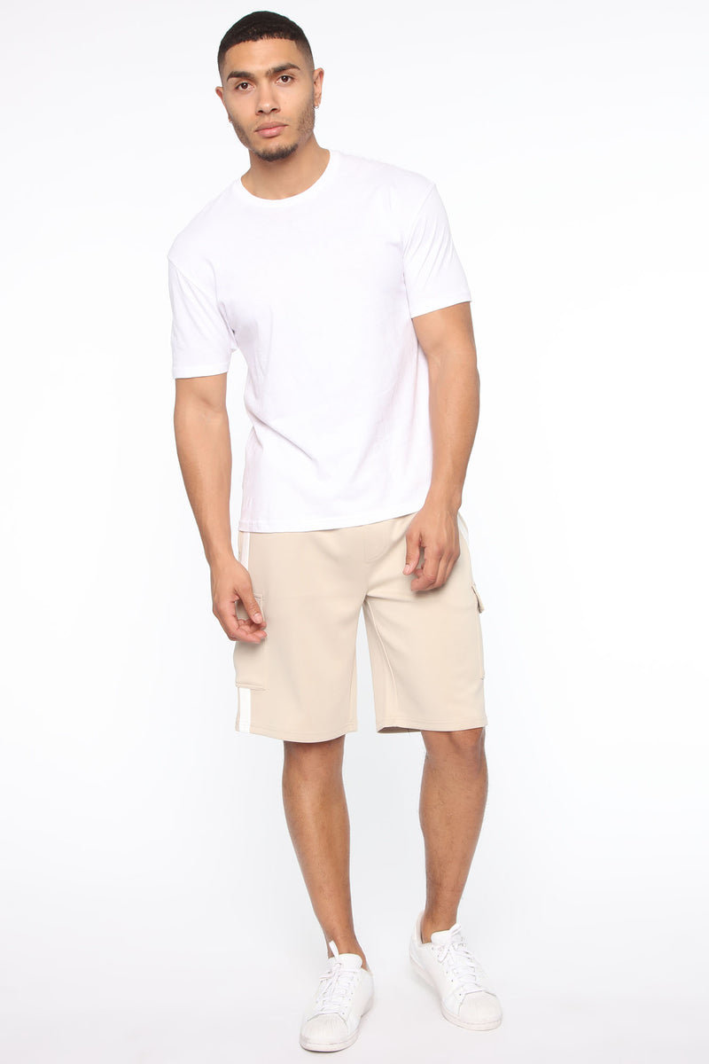 Post Cargo Short - Stone/White, Mens Shorts | Fashion Nova