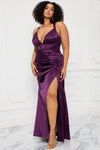 Meet On Dancefloor Satin Maxi Dress - Purple