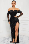 Fall In Love Tonight Satin Maxi Dress - Black