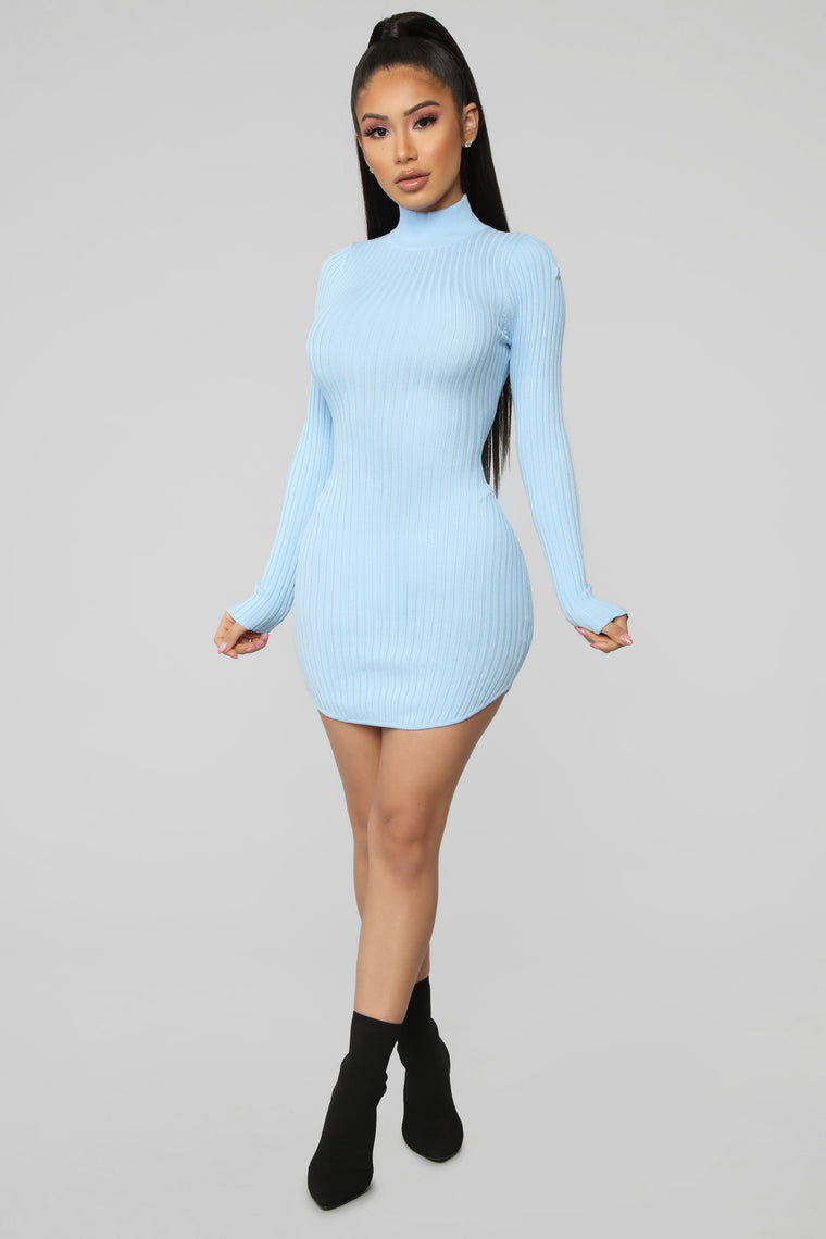 Chrystal Sweater Dress - Baby Blue 