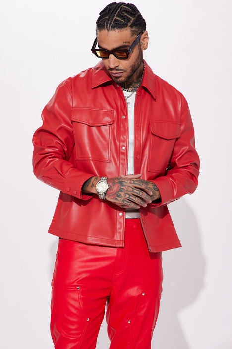 Night Out Faux Shacket - Red | Fashion Nova, Mens Jackets | Nova