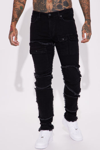 Cornell Stacked Skinny Flare Jeans - Black