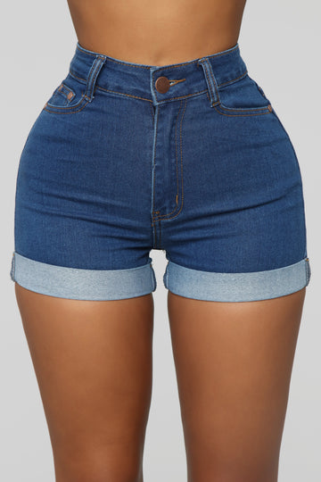 womens denim shorts mid length