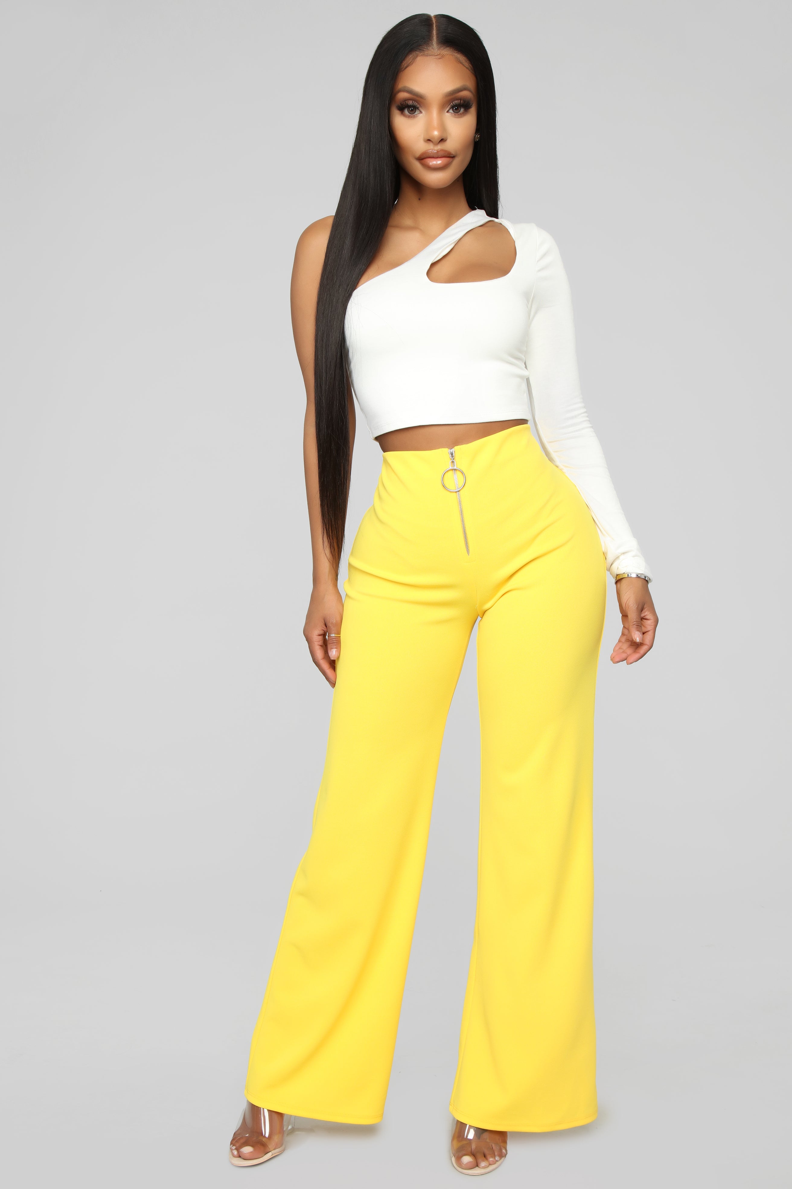 O My Zip Front Pants - Yellow – Fashion Nova