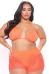 Icy Girl Rhinestone 2 Piece Sunsuit - Neon Orange