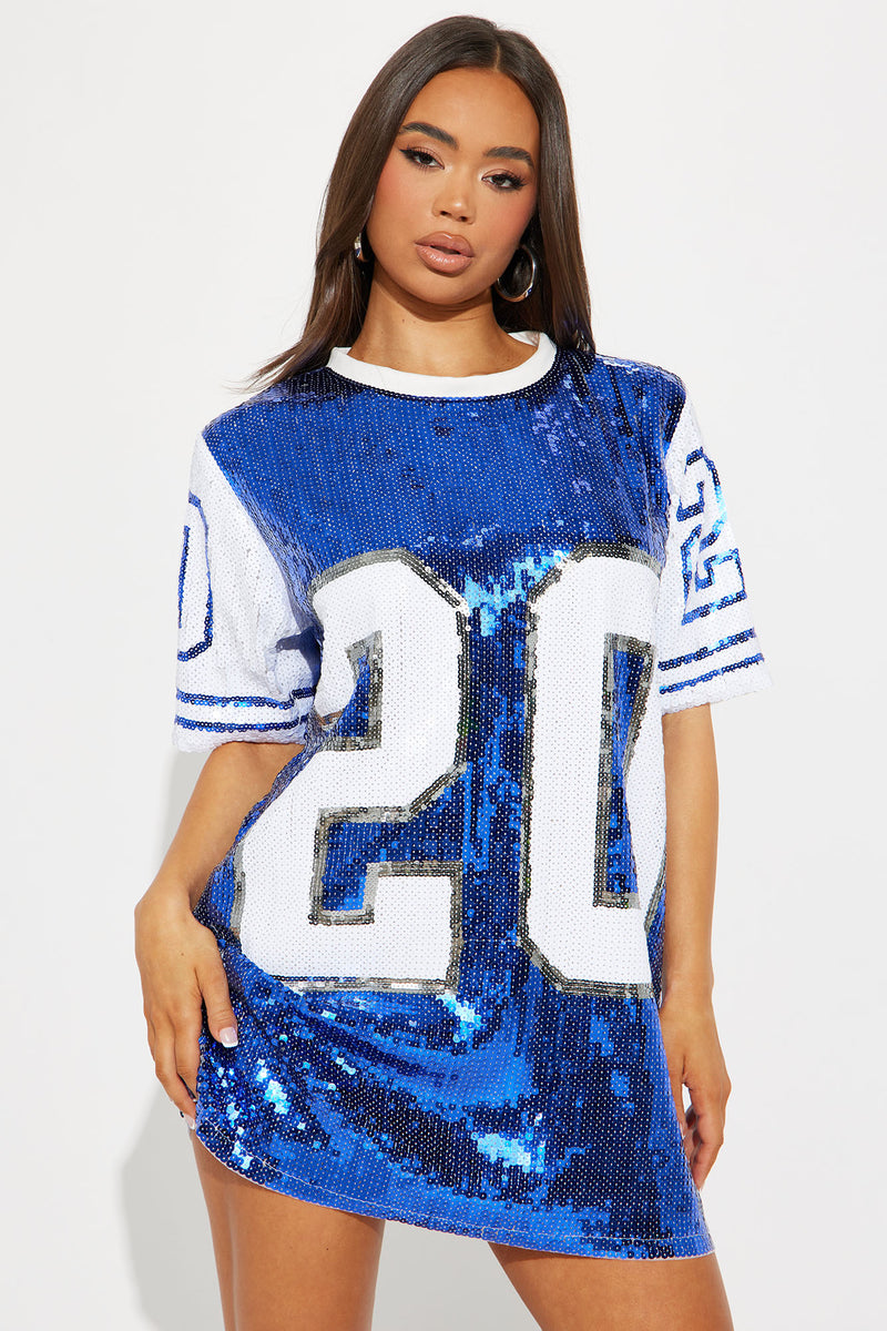 Go Team Sequin T-Shirt Dress - Blue | Fashion Nova, Dresses | Fashion Nova