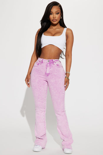 Lily High Rise Cargo Jeans - Lavender