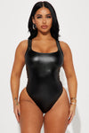 Model Status Metallic Bodysuit - Black